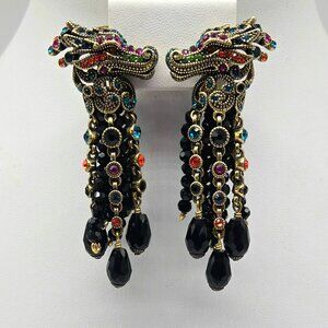 Heidi Daus Something Special Dragon Multicolor Swarovski Crystal Tassel Earrings